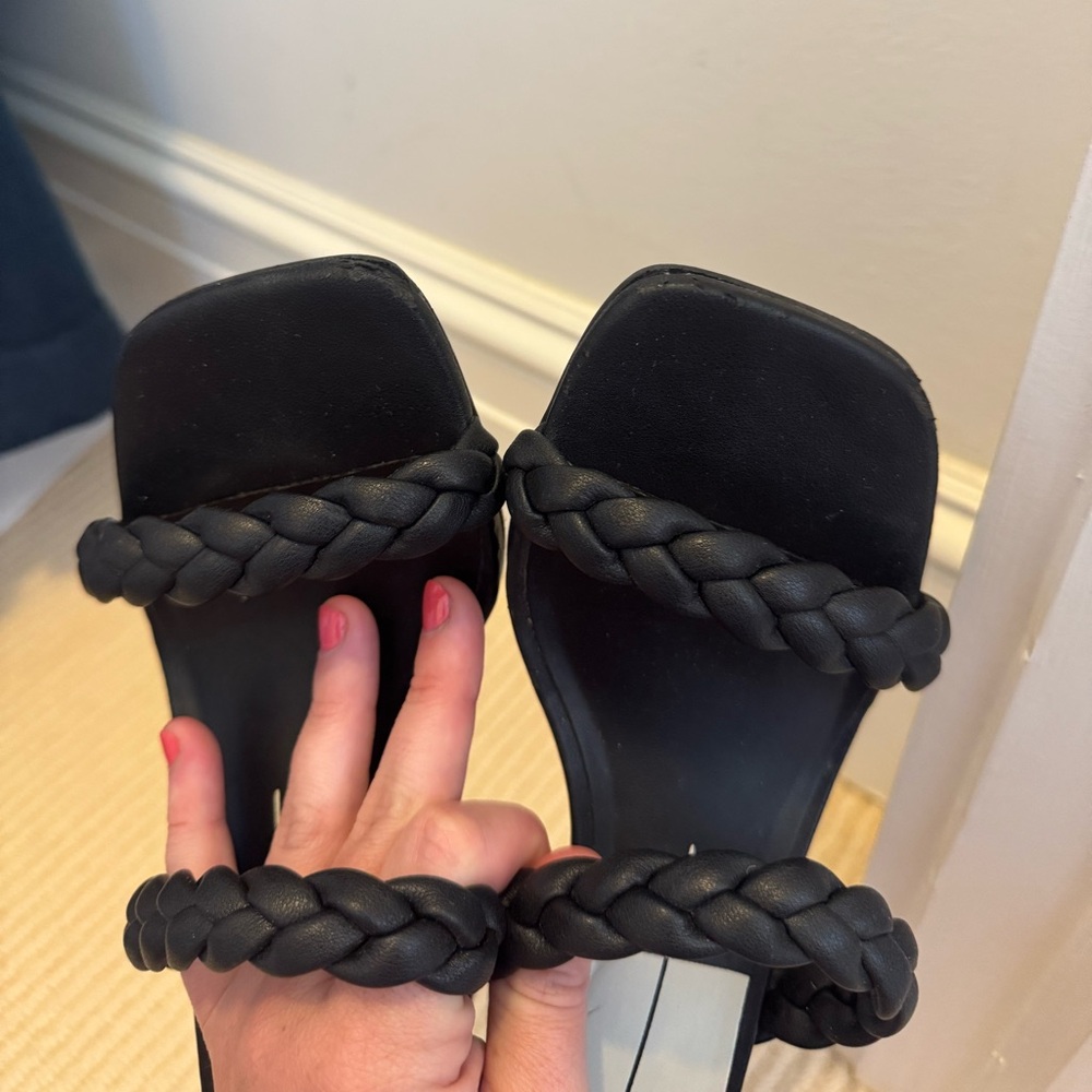 Dolce Vita 7 Nairi Block Heel Braided Strap Sandals Black Leather - Picture 6 of 11